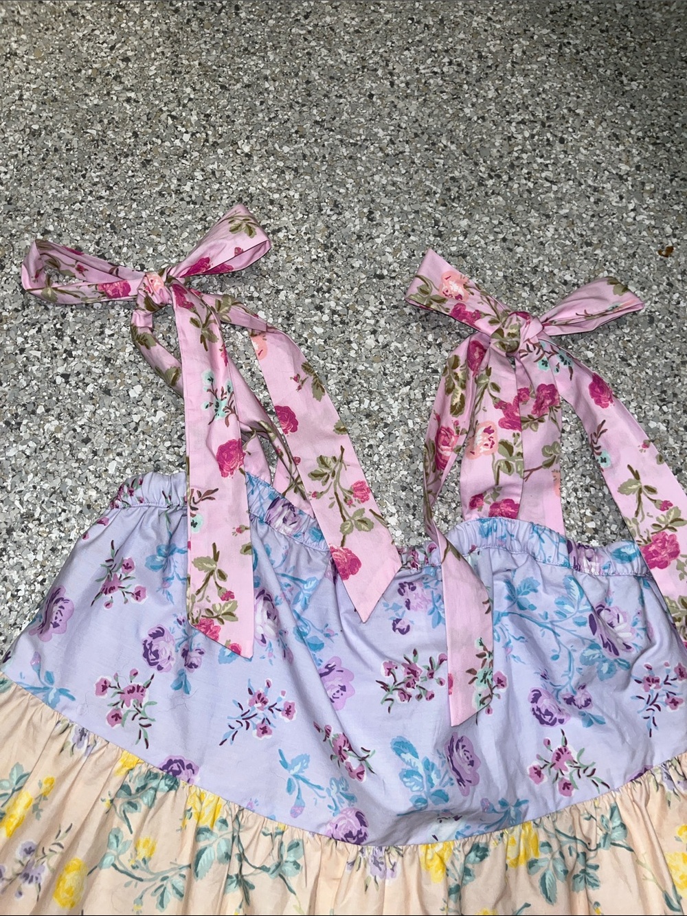 LoveShackFancy Tiered Floral Tie-Shoulder Dress - Pink, Yellow & Lavender NEW - Picture 2 of 13